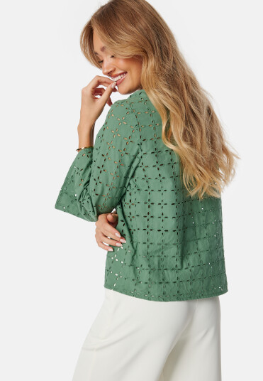 Happy Holly Noralie Broderie Anglaise Blous Green 40/42