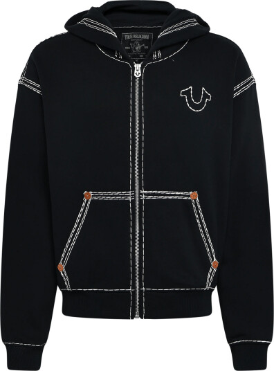 True Religion Super Qt Cinched Zip Up Hoodie Black L True Religion Super Qt Cinched Zip Up Hoodie Black L