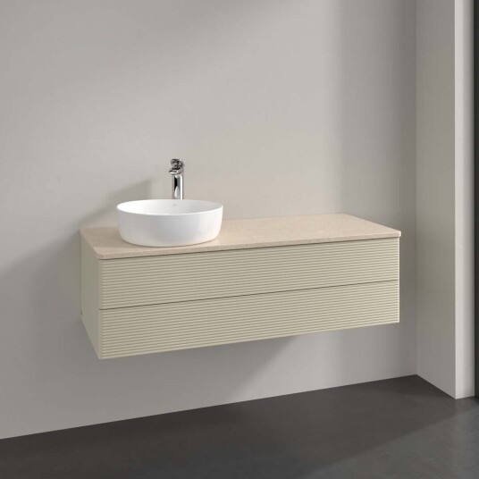 Villeroy & Boch Antao Servantskap med 2 skuffer 120x50x36 cm m/lys Grå Matt/Crème Villeroy & Boch Antao Servantskap med 2 skuffer 120x50x36 cm m/lys Grå Matt/Crème
