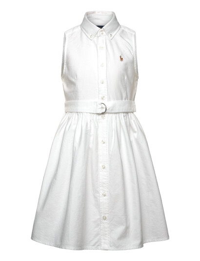 Ralph Lauren Kids Belted Cotton Oxford Shirtdress White 129 130