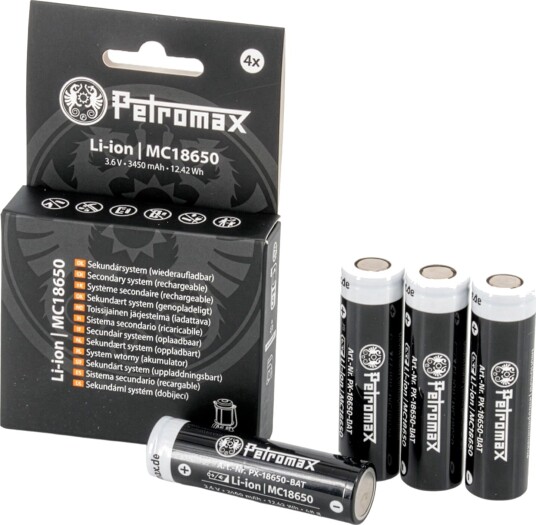 Petromax Oppladbare batterier 18650 4 stk. Petromax Oppladbare batterier 18650 4 stk.