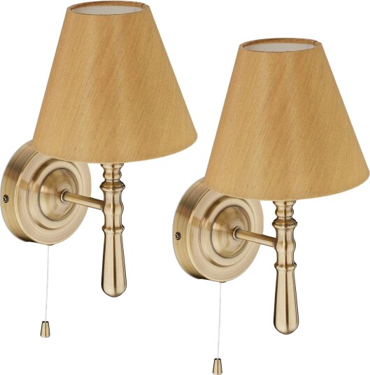 Skjermvegglamper – 2 pack stoffskjermer trekkbryter