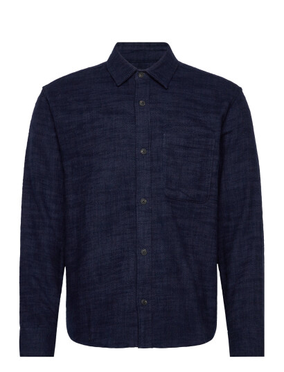 Abercrombie & Fitch Long Sleeve Slub Flannel - Navy - S