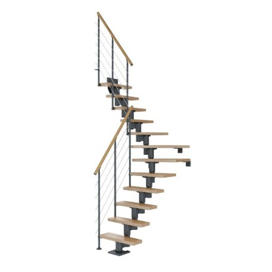 Dolle Dublin Eik L trapp Antracit Style6 Gelender 11T 61cm