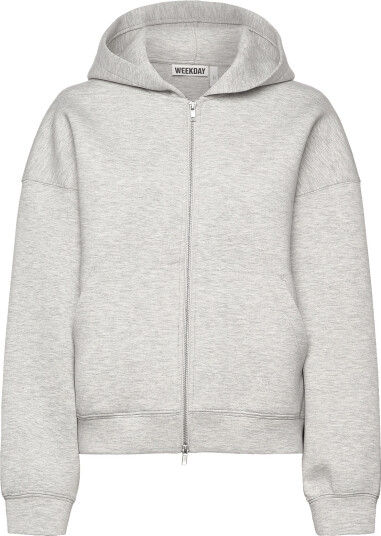 Weekday Oversized Scuba Zip Hoodie Grey XXS