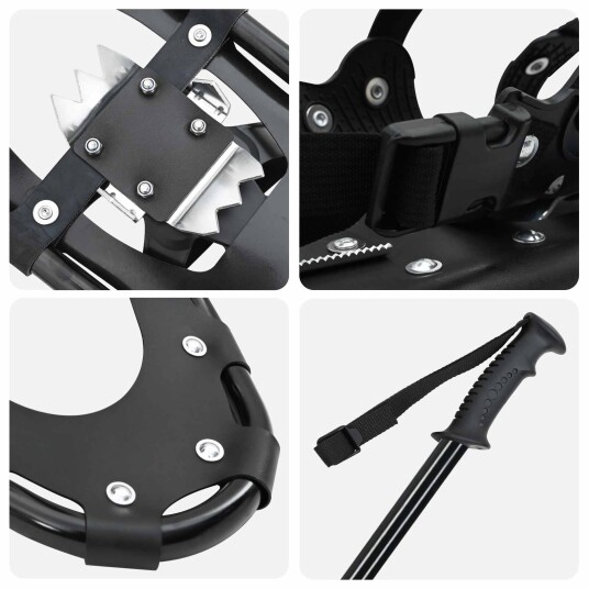 3 I 1 snesko med turstaver Svart 30 tommer Aluminium og HDPE