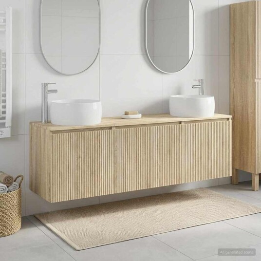 vidaXL Baderomsskapsett 3 stk. Sonoma eik 49,5 x 44,5 x 66 cm vidaXL Baderomsskapsett 3 stk. Sonoma eik 49,5 x 44,5 x 66 cm