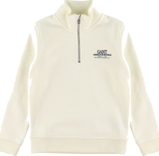 GANT Collegegenser Grafikk Halv glidelås Cream GANT 9 10 år 134 140 Collegegenser Hvit