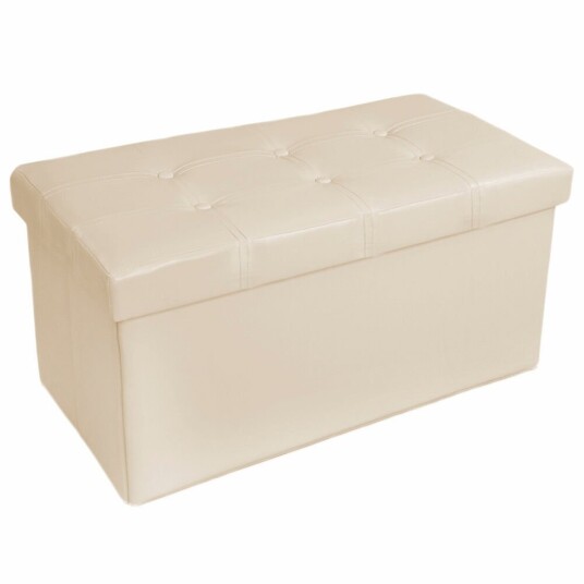 tectake Sammenleggbar puff m/oppbevaring Kunstlær 80x40x40cm - beige