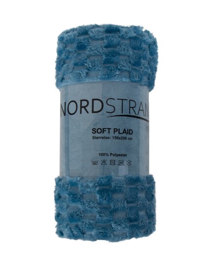 Nordstrand Home Fleecepledd - vaffelstruktur - 150x200 cm - Mykt blått sofapledd -