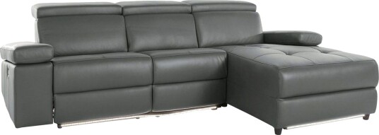 Hjørnesofa 3 seter Rayland Grå Lær/PU Høyre Elektrisk Recliner Grå Lær/PU Høyre Elektrisk Recliner