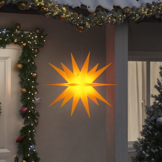 vidaXL Herrnhuter stjernelys med LED 3 stk sammenleggbar gul 100 cm