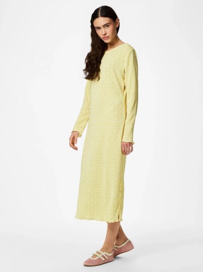 Pieces Pcflora Ls Midi Dress Jrs Noos Bc Yellow L Pieces Pcflora Ls Midi Dress Jrs Noos Bc Yellow L