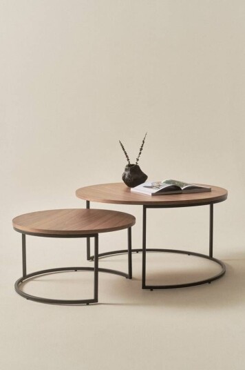 Jotex REDMOND sofabord 2 deler diameter 63 cm/ 86 cm Valnøttfiner 1709161-01-0 1709462-01-0