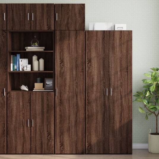 Smalt oppbevaringsskap brun eik 45x42,5x225 cm konstruert tre