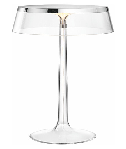 Flos Bon Jour Bordlampe Krom Kropp og Transparent Skjerm Flos Bon Jour Bordlampe Krom Kropp og Transparent Skjerm