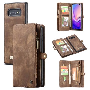 Caseme 2-i-1 Multifunksjonelt Samsung Galaxy S10 Lommebok-deksel Brun
