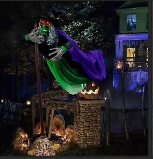 Halloween Animert Svevende Heks 180 cm