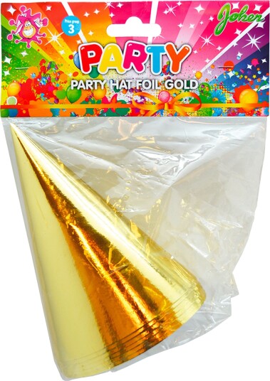 Hisab Joker Partyhatter Gull Metallic 6-pakning 36945