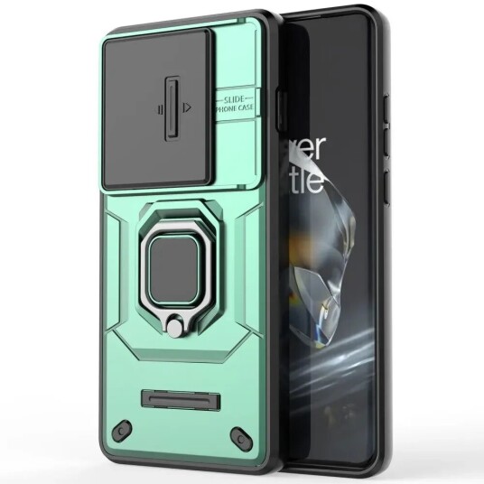 INCOVER OnePlus 12 Håndverker Deksel med Magnetisk Kickstand Og Cam Slider - Grønn INCOVER OnePlus 12 Håndverker Deksel med Magnetisk Kickstand Og Cam Slider - Grønn