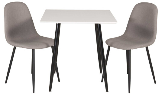 Venture Design Polar & Polar spisegruppe Hvit/grå 2 st stoler & bord 75 x 75 cm
