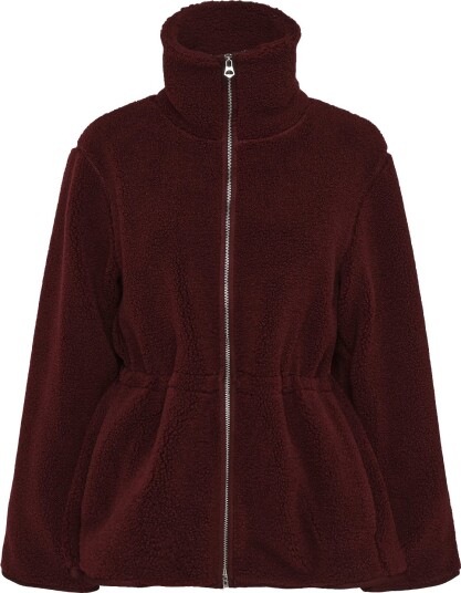 Monki Waisted Pile Jacket RED DARK XS Monki Waisted Pile Jacket RED DARK XS