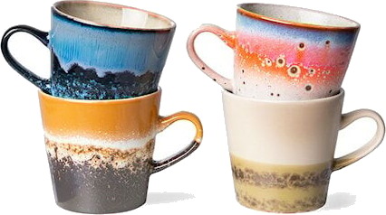 HKLiving 70s ceramics Americano kopp sett med 4, Pegasus