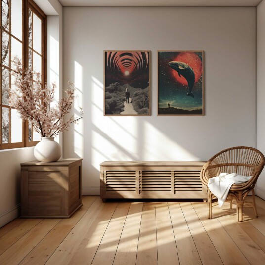 Plakat Surreal Whale og Journey / Sett med 2
