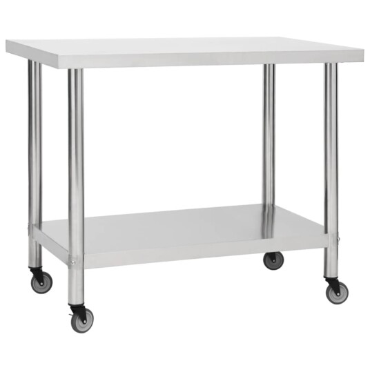 Arbeidsbord med hjul 100x45x85 cm rustfritt stål