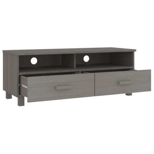 vidaXL TV-benk HAMAR lysegrå 106x40x40 cm heltre furu