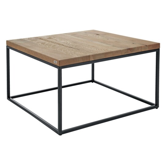 VEGA Sidebord Deven Kvadratisk; 60x60x37 cm (LxBxH); Bordplate Eik antikk, Ramme Svart; Kvadratisk