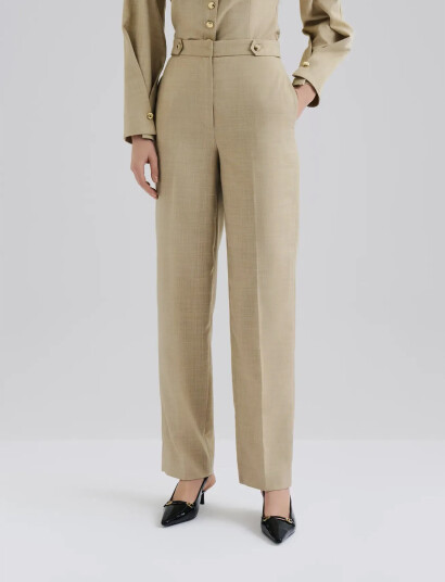 Malina Melora Barrel Leg Pants - Beige - 34 Malina Melora Barrel Leg Pants - Beige - 34