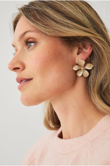 Ellos Collection Blomsterformede øreringer Beige