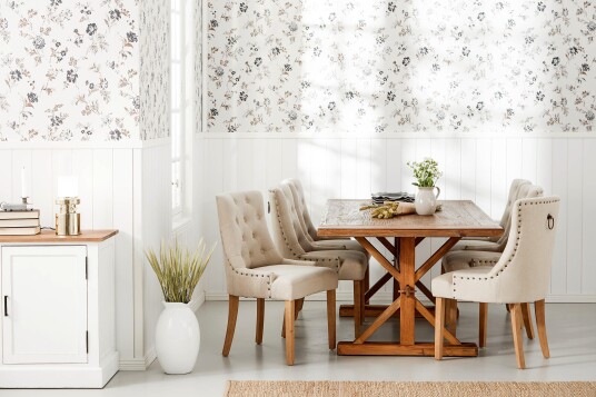 Bloomington Forlengningsbar Spisegruppe Yorkshire 200cm m 6 Ophelia Stol Natur|Beige