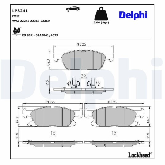 Bremseklosser DELPHI LP3241 Bremseklosser DELPHI LP3241