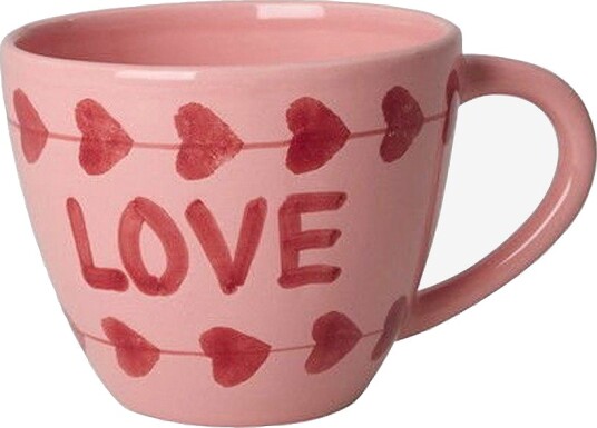 RICE   Keramisk Jumbo kopp med håndmalt Love   420 ml   Rosa