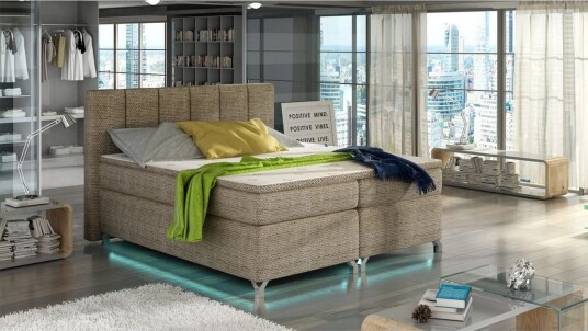 Box Spring Eltap Basilio med LED Berlin 03 Beige 180x200 cm