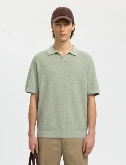 Selected Slhmattis Ss Linen Blend Struc Polo Noos Green S