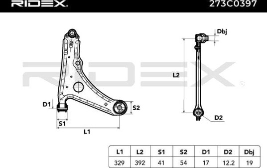 RIDEX 273C0397 Bærearm