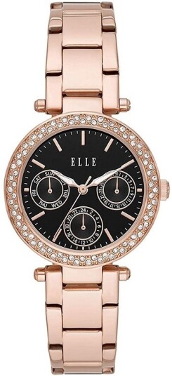 Elle Dameklokke ELL23006 Marais Sort/Rose gulltonet stål Ø34 mm