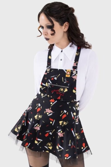 Killstar Goth Kort kjole Child's Play It's time to play Pinafore Kjole XS til 4XL Damer flerfarget