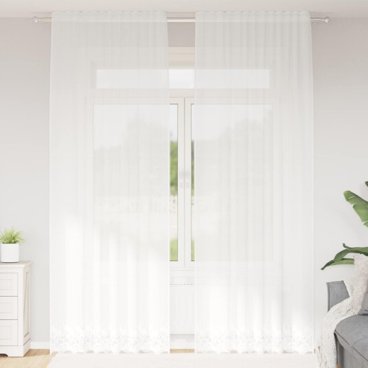 Gardiner med gardiner Hvit 500x100cm Polyester