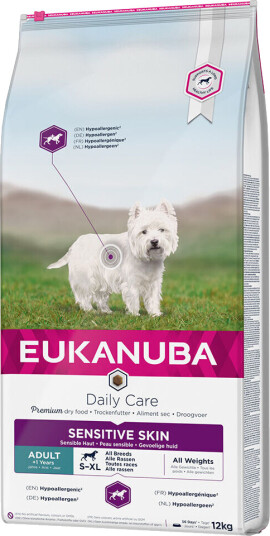Eukanuba Daily Care Sensitive Skin Hundefôr 12 kg - Økonomipakke Eukanuba Daily Care Sensitive Skin Hundefôr 12 kg - Økonomipakke