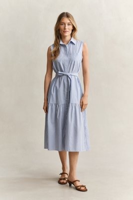 GANT Stripe Ctn Sleeveless Dress Blue 38 GANT Stripe Ctn Sleeveless Dress Blue 38