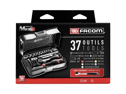 Facom Socket Adapter Sæt 1/4 (6,3 Mm) 37 Dele R.161-6P6pb