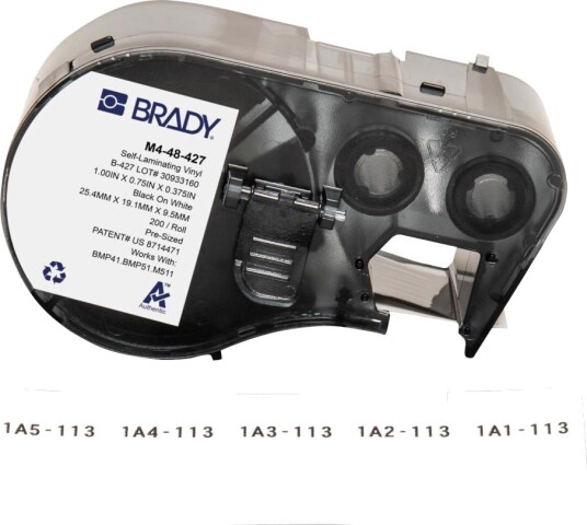 Brady M4 48 427 Selvlaminerende Vinyl Hvit/Transparent 19,05 X 9,5325,40 Mm Permanent For Kabeldiametere Fra 2,70 5,10 Mm 200 L. 170752