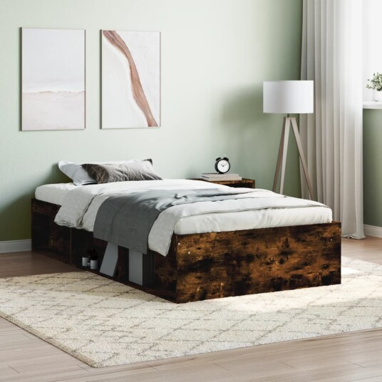 vidaXL Sengeramme røkt eik 90x200 cm 8721012157842 vidaXL Sengeramme røkt eik 90x200 cm 8721012157842