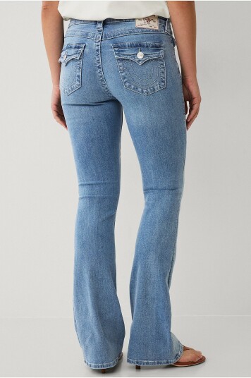 True Religion Jeans Becca Mid Rise Boot Cut Flap Blå