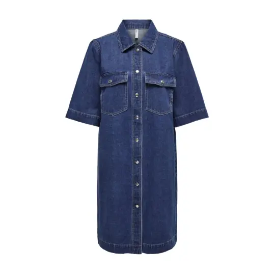 ONLY Onlbelle S/S BUTTON DRESS DNM Dark Blue Denim M ONLY Onlbelle S/S BUTTON DRESS DNM Dark Blue Denim M