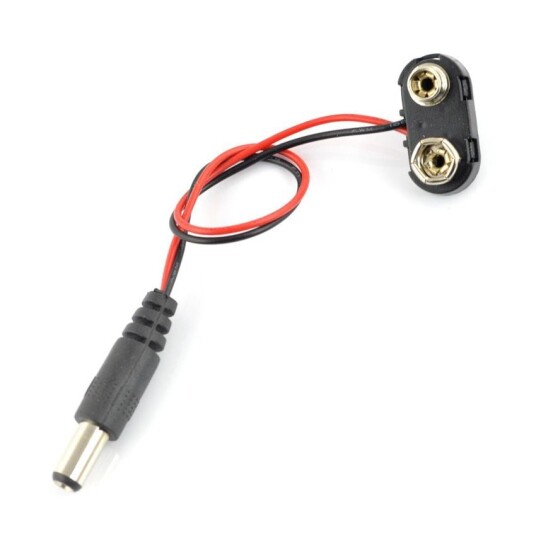 Adapter DC 5.5 / 2.1 til 6F22 batteri 9V kontakt